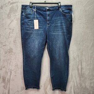 Vince Camuto Jeans Womens Plus Size 26W Ankle Mid Indigo Wash‎ Denim Raw Hem